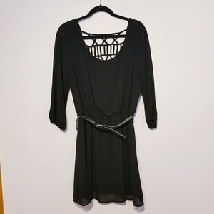 Want & Need Cutout Back Black Dress